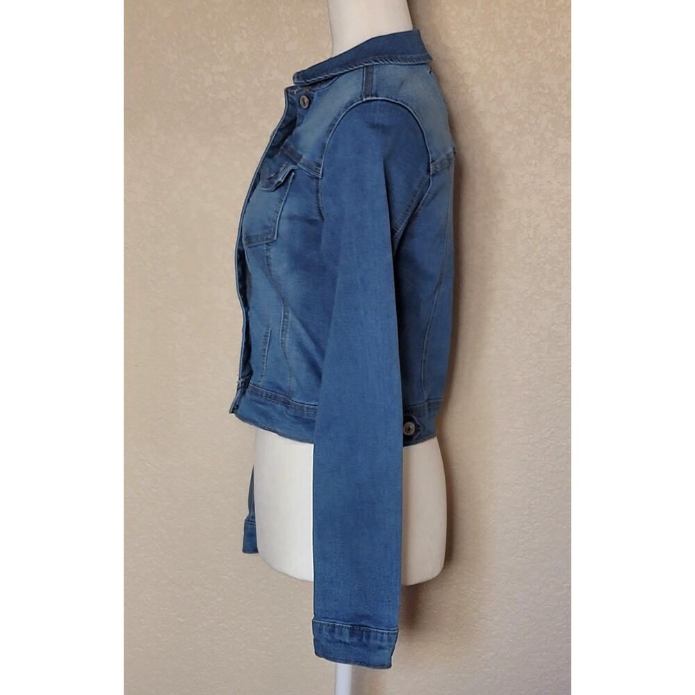 Wax Jean Y2K Denim Jean Jacket Junior Size Small Cropped Trucker Jacket EUC - Picture 4 of 12